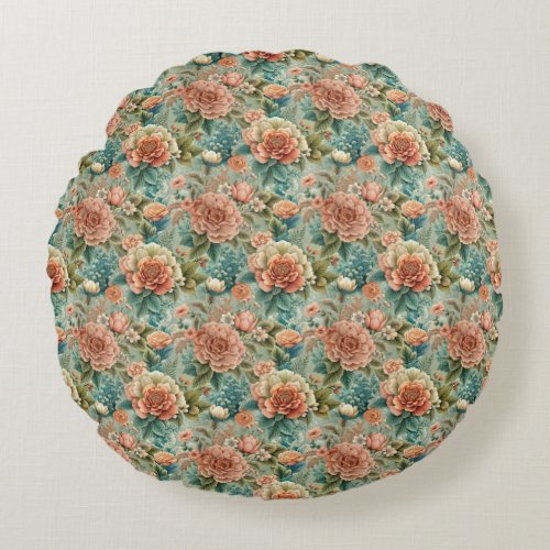 Vintage Tea Party Round Pillow