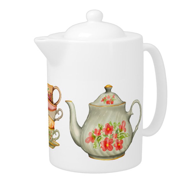 Vintage Tea Party Teapot (Right)