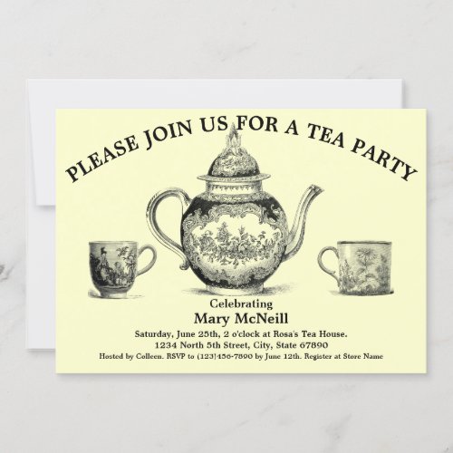 Vintage Tea Party Template Invitation