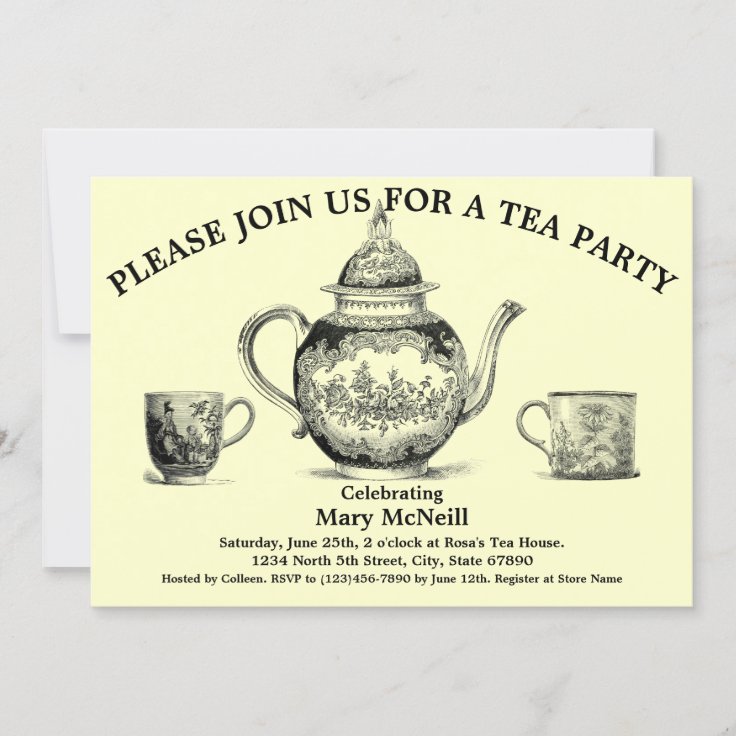Vintage Tea Party Template Invitation | Zazzle