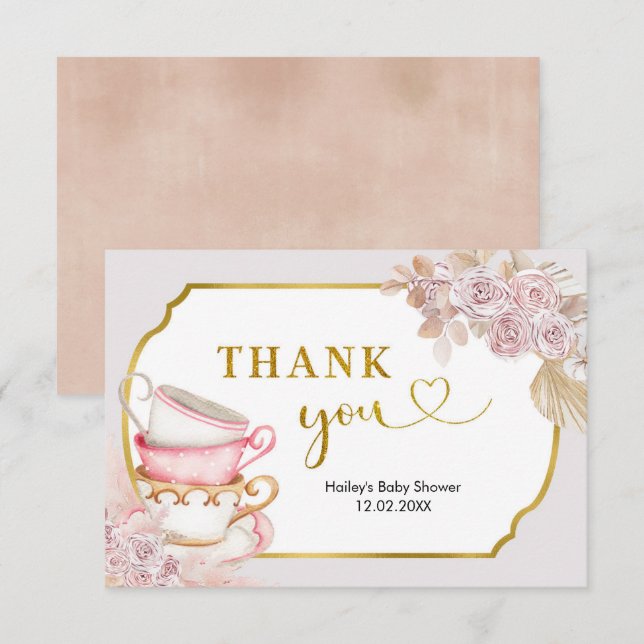 Vintage Tea Party Thank You Card (Front/Back)