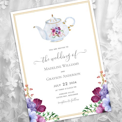 Vintage Tea Party Theme Wedding Invitation