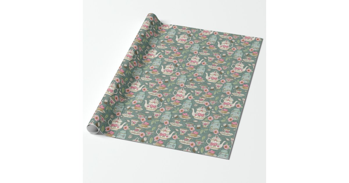 Vintage Tea Party Wrapping Paper Zazzle
