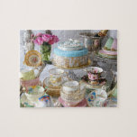 Vintage Tea Porcelain and 30th Cake Jigsaw Puzzle<br><div class="desc">A great gift for lovers of vintage porcelain,  cake features the number '30'.Lots of interesting detail for a great jigsaw!</div>