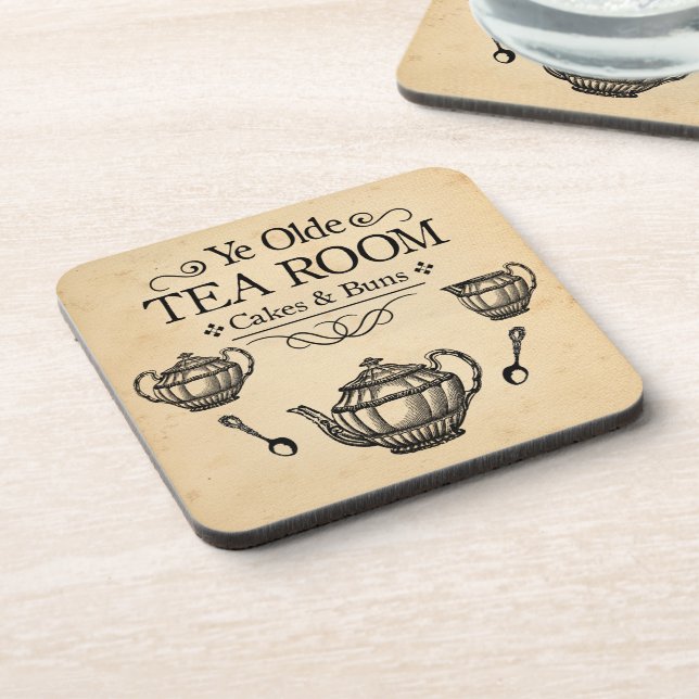 Vintage Tea Room Beverage Coaster (Left Side)