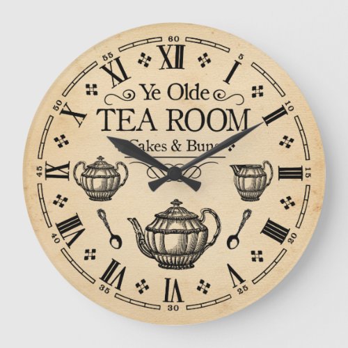 Vintage Tea Room Large Clock