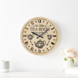 Vintage Tea Room Large Clock | Zazzle