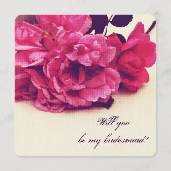 Vintage Tea Roses  - Will You Be My Bridesmaid Invitation by justbecauseiloveyou at Zazzle