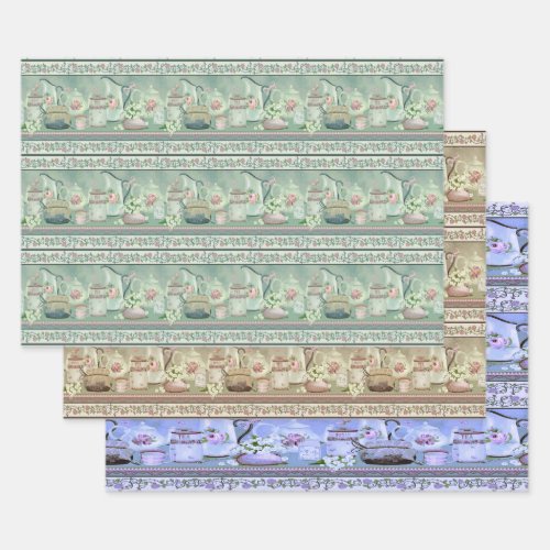 Vintage Tea  Roses Wrapping Paper Sheets