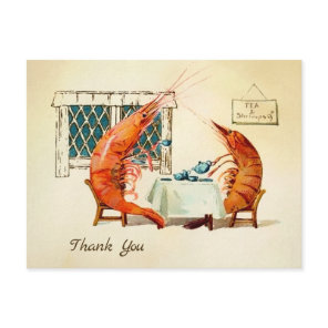 Vintage Tea Shrimp Thank You Postcard