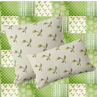 Vintage Tea Stained Yellow Rose Buds Throw Pillow