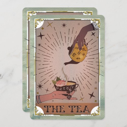 Vintage Tea Tarot Witchy Kettle Bridal Shower  Invitation