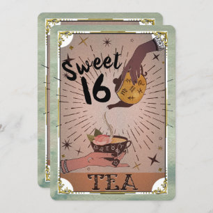 Vintage Tea Tarot Witchy Kettle Sweet 16 Party In Invitation