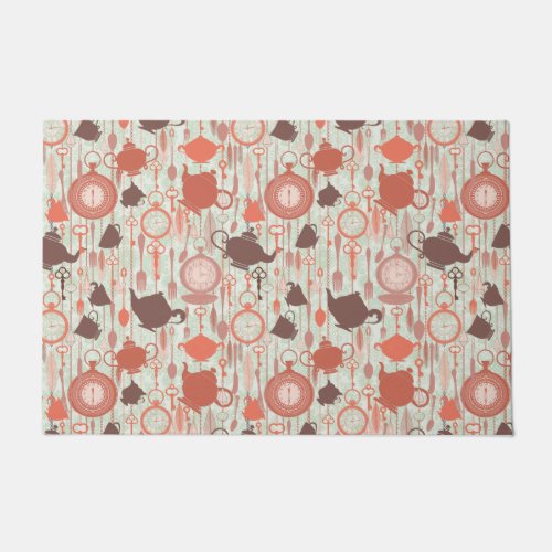 Vintage Tea Time Pattern Doormat