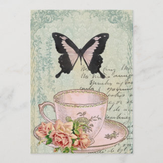 Vintage Tea Time Wedding Invitation