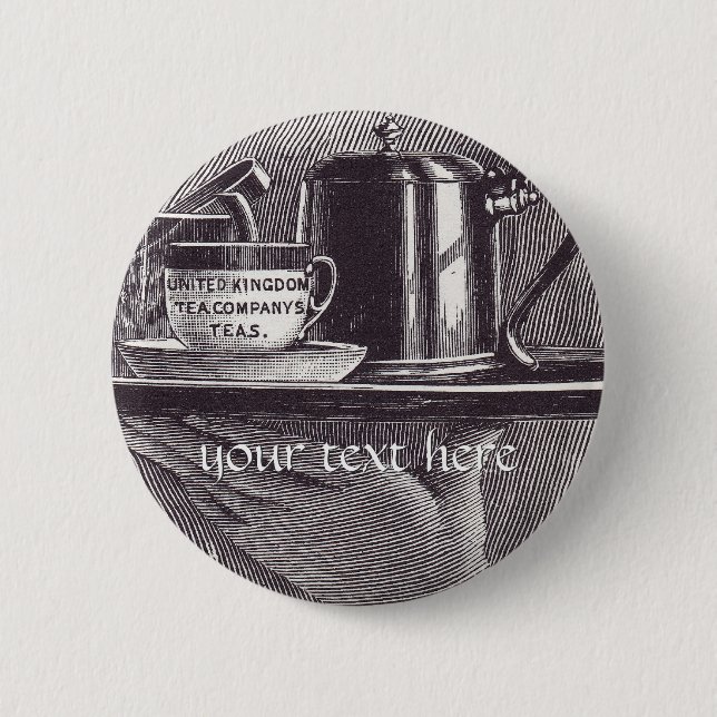 Vintage Tea Tray Pinback Button (Front)