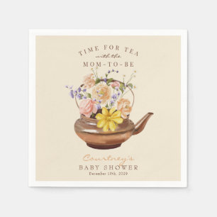 Vintage Tea Watercolor Floral Baby Shower Napkins