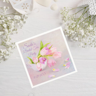 Vintage Tea With Tulips Bridal Tea Shower Napkins