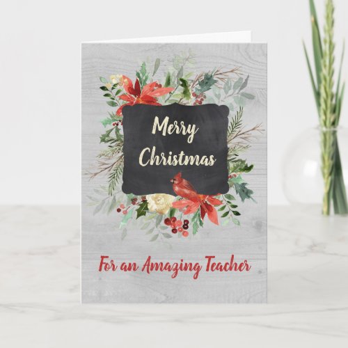 Vintage Teacher Merry Christmas Card