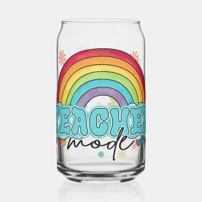 Vintage Teacher Mode Rainbow Can Glass (Left)