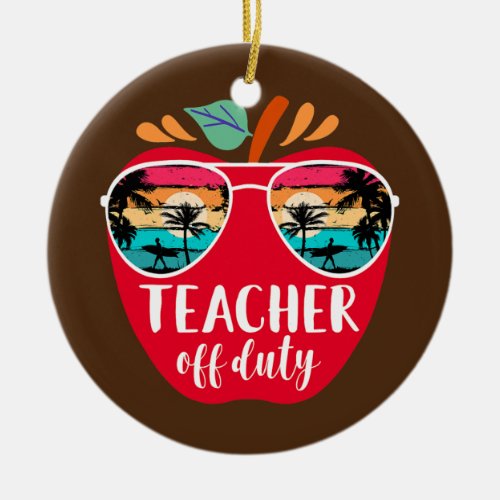 Vintage Teacher Off Duty Sunglasses sunset Ceramic Ornament