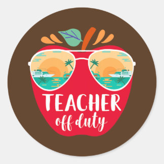 Vintage Teacher Off Duty Sunglasses sunset Wave Classic Round Sticker