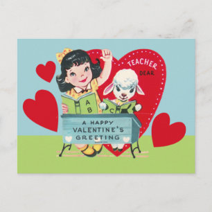 Vintage Teacher Valentine Holiday Postcard