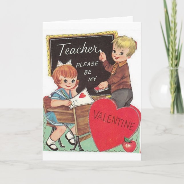 Vintage Teacher Valentine's Day Card (Front)
