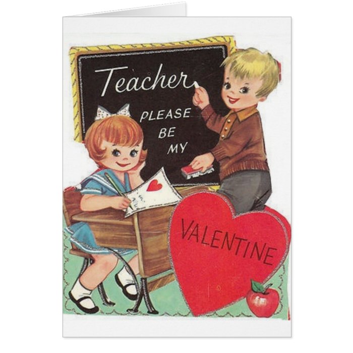 Vintage Teacher Valentine's Day Card