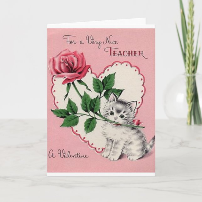 Vintage Teacher Valentine's Day Card (Front)