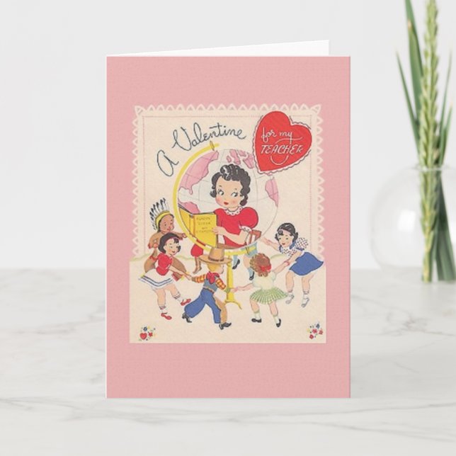 Vintage Teacher Valentine's Day Card (Front)