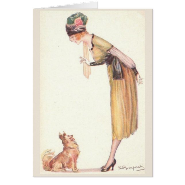 Vintage - Teaching a Dog to Sit, Cards (Front)