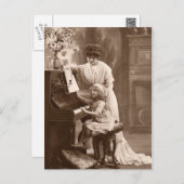 Vintage Teaching Child Piano Music Postcard (Front/Back)