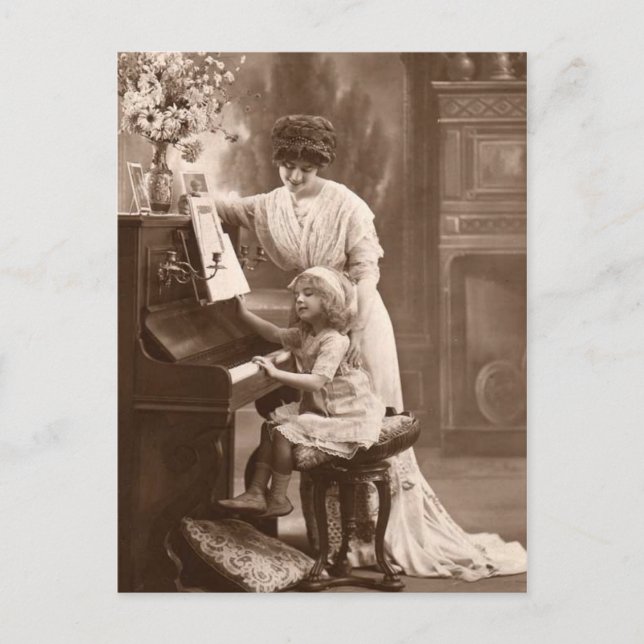 Vintage Teaching Child Piano Music Postcard (Front)