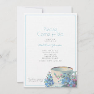 vintage teacup BABY SHOWER elegant blue Invitation