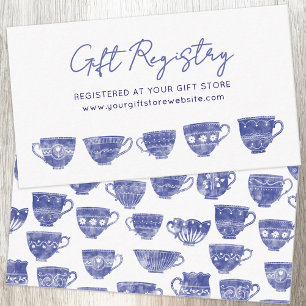 Vintage Teacup Blue Bridal Shower Gift Registry Enclosure Card