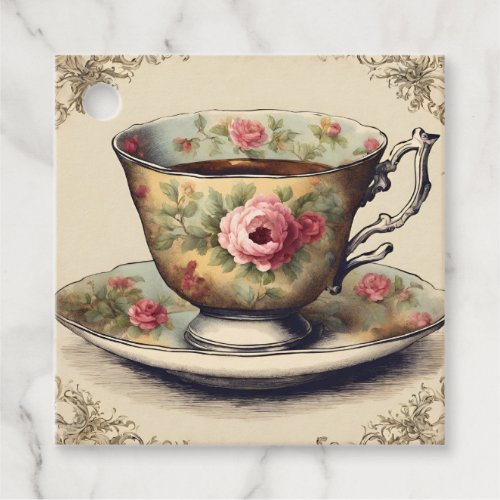 Vintage TeaCup Floral Bridal Shower Tea Party  Favor Tags