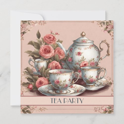 Vintage Teacup Floral Bridal Shower Tea Party  Invitation