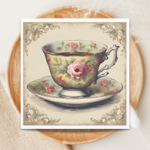 Vintage TeaCup Floral Bridal Shower Tea Party  Napkins