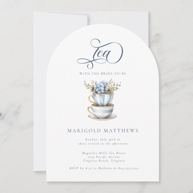 Vintage Teacup Floral Granmillenial Tea Party  Invitation (Front)