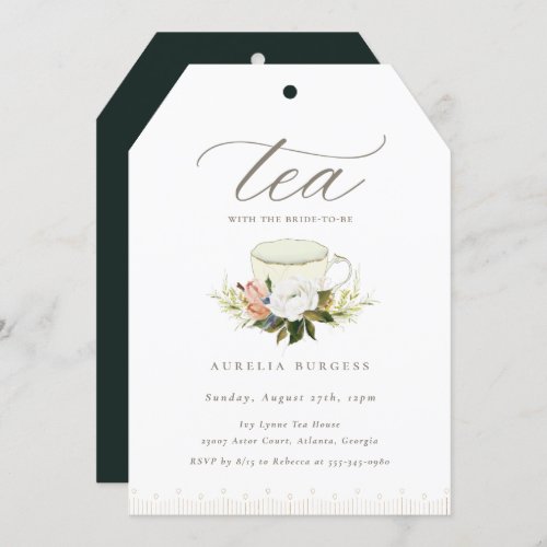 Vintage Teacup Floral Tea Party Invitation
