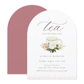 Vintage Teacup Floral Tea Party Invitation
