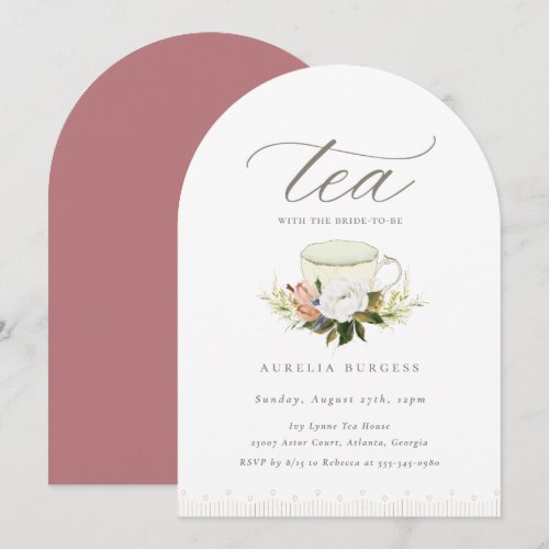 Vintage Teacup Floral Tea Party Invitation