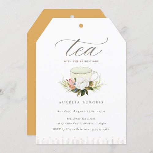 Vintage Teacup Floral Tea Party Invitation