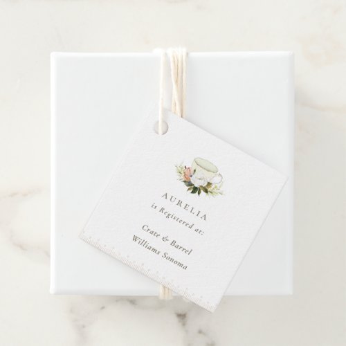 Vintage Teacup Floral Tea Party Registry Favor Tags