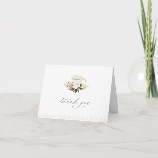 Vintage Teacup Floral Thank You Card (Front)