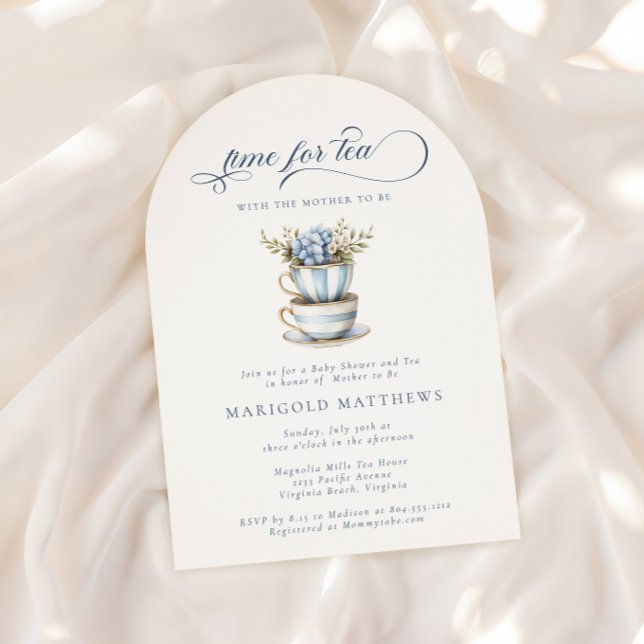 Vintage Teacup Grandmillennial Tea Baby Shower  Invitation (Time for Tea )