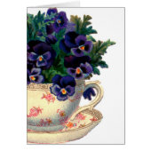 Vintage Teacup Purple Pansies-Cards (Front)
