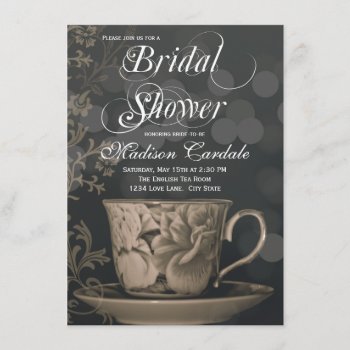 Vintage Teacup Tea Party Bridal Shower Invitations by RusticCountryWedding at Zazzle