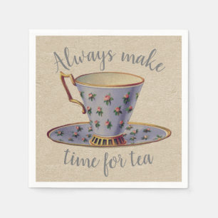 Vintage Teacup Time for Tea Napkins